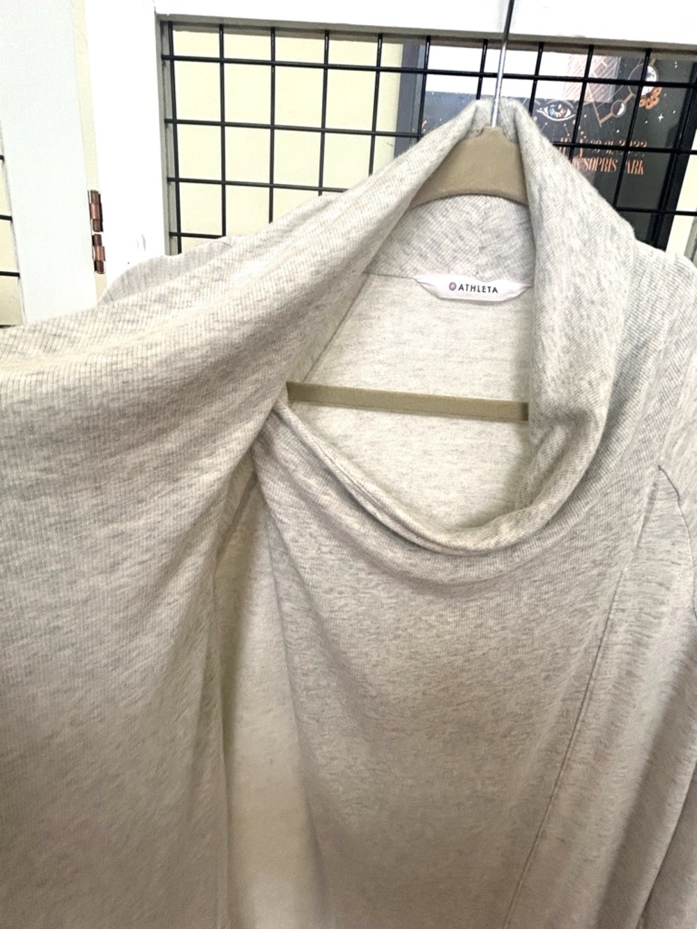Athleta Light Heather Gray Draped Open-Front Cardigan - Picture 3 of 11